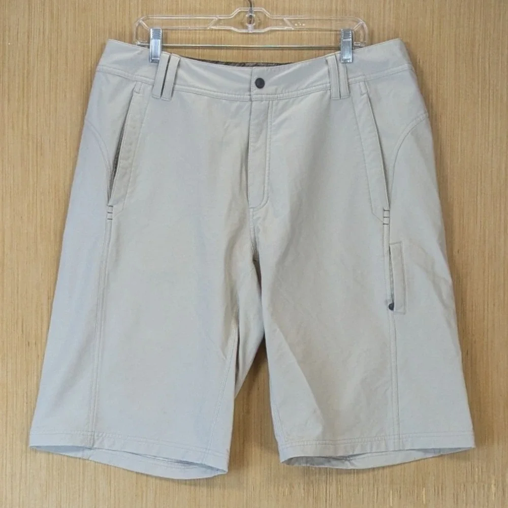 Lululemon Mens Technical Hiking Gorpcore Shorts 36 Beige Wet Dry Warm Activewear